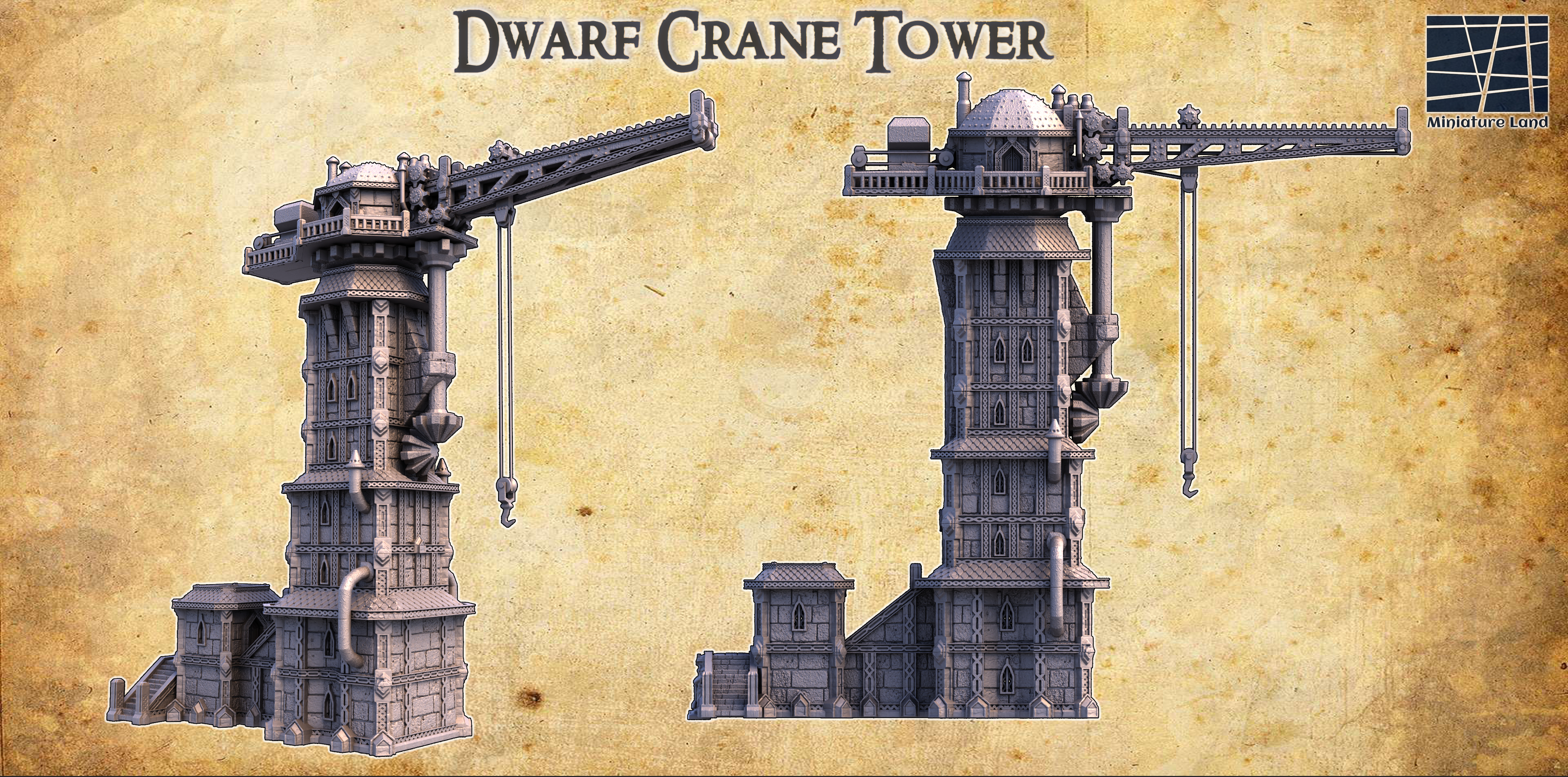 Dwarf Crane Tower - Tabletop Terrain - 28 MM